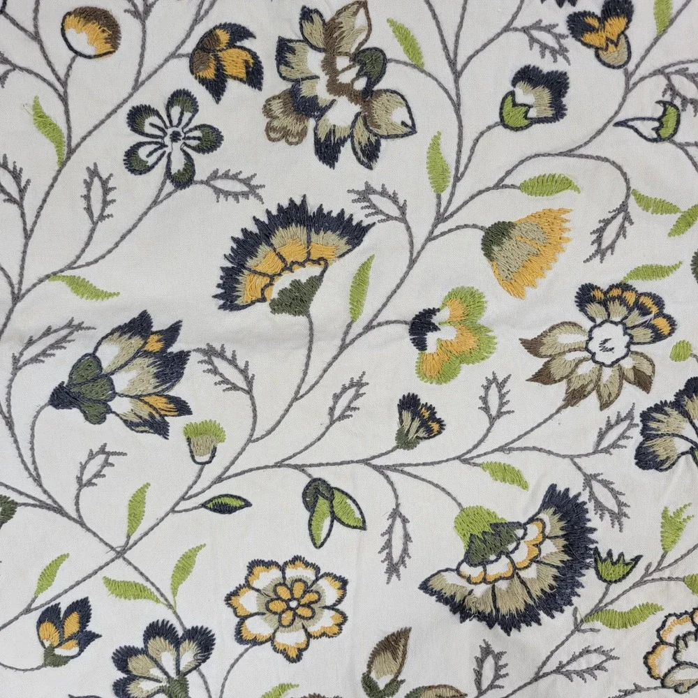 IKEA Alvine Lov Embroidered Floral Pillow Cover 20x24 Cream Cotton Plaid Back - Picture 12 of 16